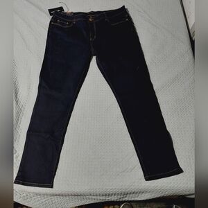 Miss Fanny Straight-Leg Dark Blue Women's Jeans with Contrast Stitching